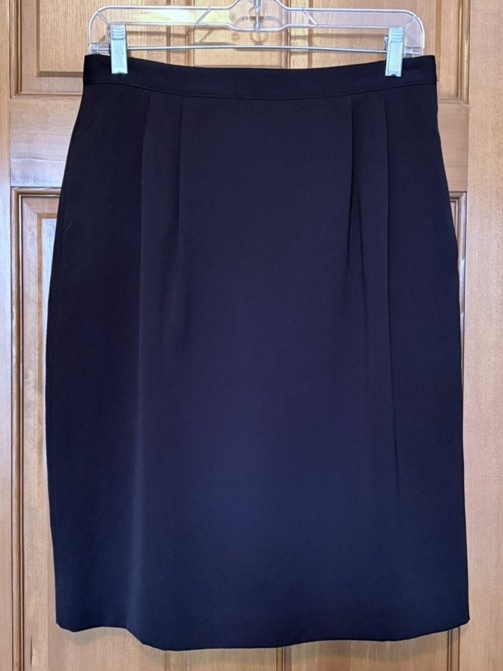 Vintage 80s Petite Navy High Waist Double Pleated Skirt With Pockets 12P NWOT